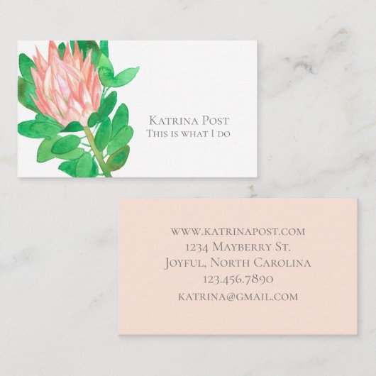 プロテアフラワーウォーター色植物性ピンク 名刺 (正面/裏面)