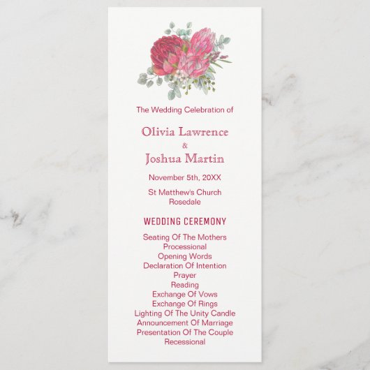 プロテアフラワーズウォーターカラー結婚式 プログラム (正面)