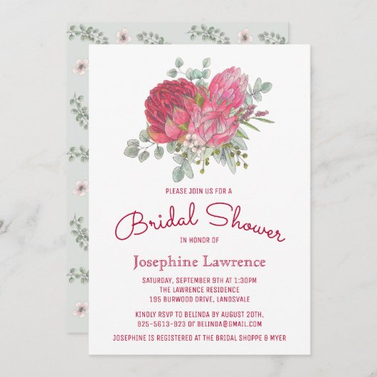 プロテアフラワーズブライダルシャワー招待状 招待状 (正面/裏面)