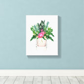 プロテアフラワーズモエレガントノグラム香料ボトル キャンバスプリント (インサイチュ (ウッドフロア))