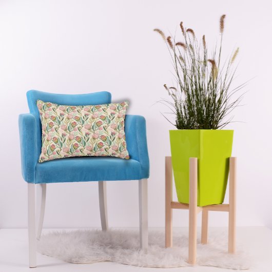 プロテアフラワーデザートフローラピンク柄 アクセントクッション