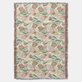 プロテアフラワーデザートフローラピンク柄 スローブランケット (正面縦)