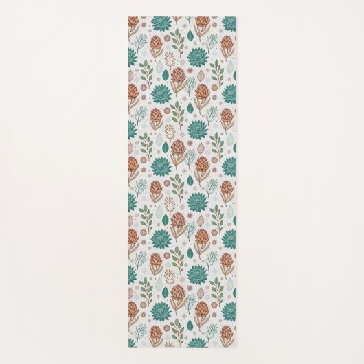 プロテアフラワーデザートフローラピンク柄 ヨガマット (正面)