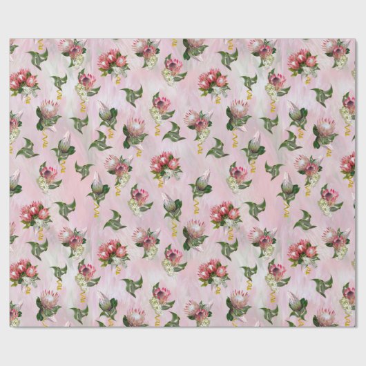 プロテアフラワーブケッ葉トとセージ化粧品b ラッピングペーパー (フラット)