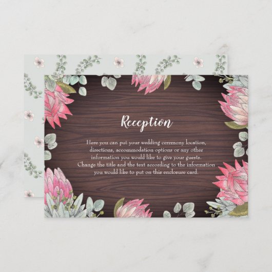 プロテアユーカリの葉の素朴木結婚の エンクロージャーカード (正面/裏面)