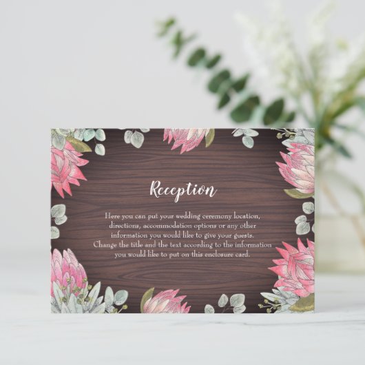 プロテアユーカリの葉の素朴木結婚の エンクロージャーカード (スタンド正面)