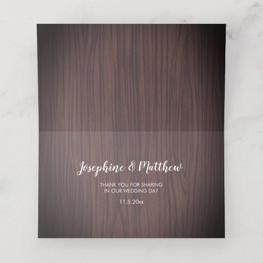 プロテアユーカリの葉の素朴木結婚の プレイスカード (内部開封)