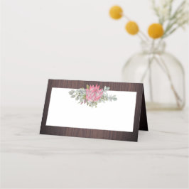 プロテアユーカリの葉の素朴木結婚の プレイスカード