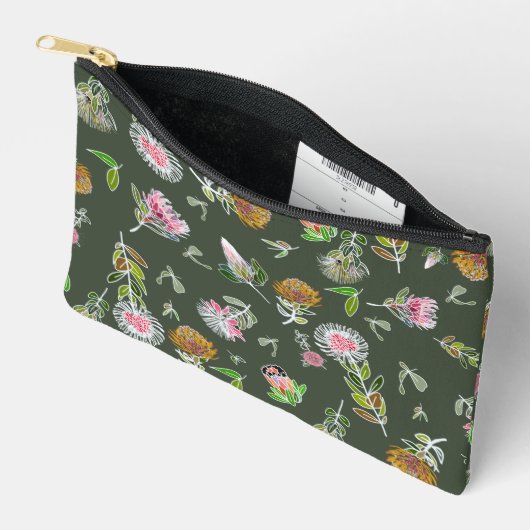 プロテア植物化粧品バッグ アクセサリーポーチ (見開き)
