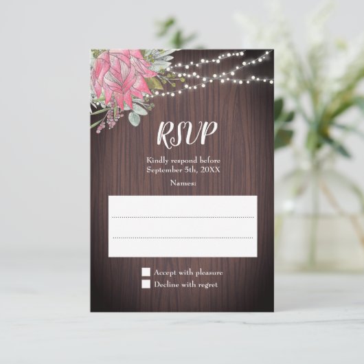 プロテア素朴ユーカリプトゥスウッドズ結婚ライツ 出欠カード (スタンド正面)