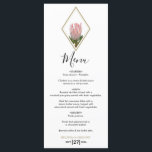 プロテア素朴王結婚の メニュー<br><div class="desc">このデザインはピンクの素朴な王プロテアの花を特徴とする。緑のプロテア王の花は葉、金ゴールドダイヤモンドのカラーフレームでエレガントに囲まれている。プロテア王の花とその緑は、素朴なフローラの田舎の庭の茂みを作り感じ出す。エレメント素朴を含むのメニュ結婚ー・カーエレガントドモダンデザイン一致する結婚式招待状や他の文房具も用意。</div>