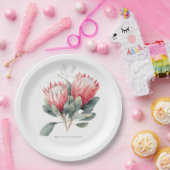 プロテア赤面ウオーターカラーフラワー結婚ズ ペーパープレート (パーティー)