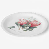 プロテア赤面ウオーターカラーフラワー結婚ズ ペーパープレート (アングル)