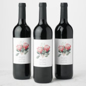 プロテア赤面ウオーターカラーフラワー結婚ズ ワインラベル (ボトル)