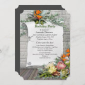 プロテア – Strelitziaフラワーバースデーパーティー 招待状 (正面/裏面)