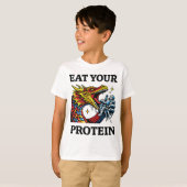 プロテインを摂取せよ - 伝説のドラゴンに食べられる騎士 Tシャツ (正面フル)