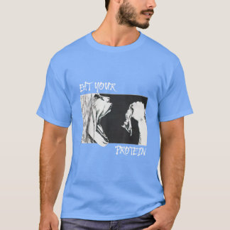 プロテインを食べろ 面白い フィットネス ジム アタック おにたん f tシャツ