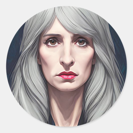 プロテクターエルダー魔女ファンタジー絵画アート ラウンドシール (正面)