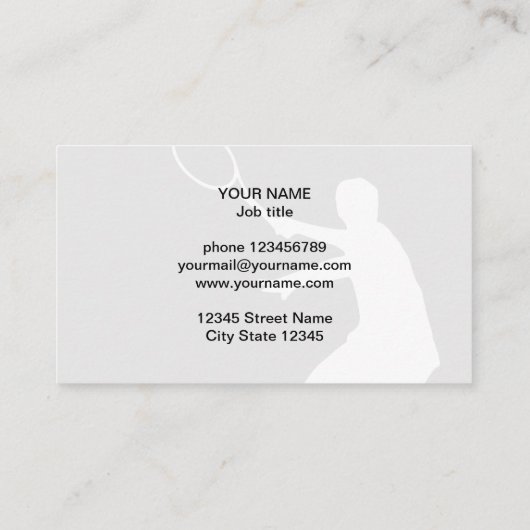 プロテニスのコーチの名刺のテンプレート 名刺 (裏面)