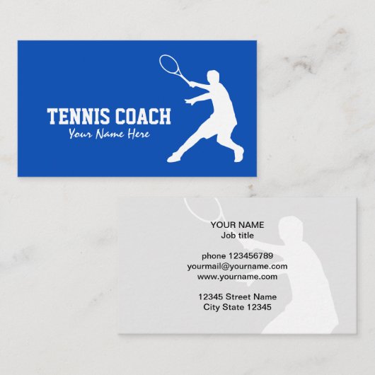 プロテニスのコーチの名刺のテンプレート 名刺 (正面/裏面)