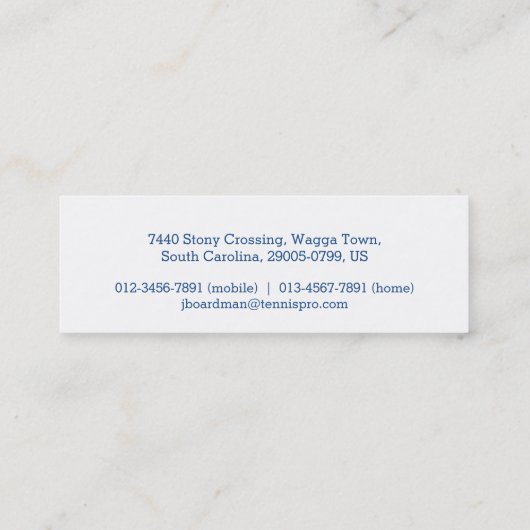 プロテニスのコーチの名刺 スキニー名刺 (裏面)