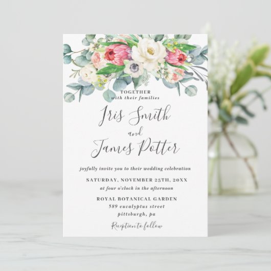 プロテ素朴アバラ赤面アイボリー結婚フローラ 招待状 (スタンド正面)