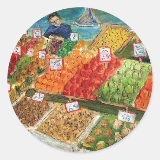 プロデュースのステッカー(Pike Place Market Seattle) ラウンドシール (正面)