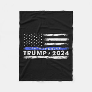 プロトランプ2024青い薄い青い線をバック フリースブランケット