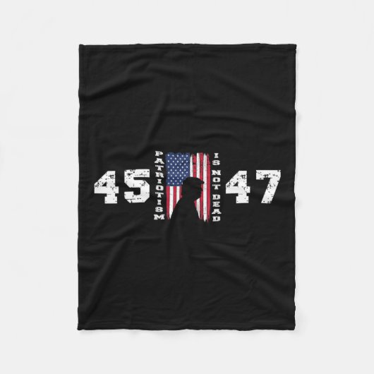 プロトランプ45 47愛国主義は死んでいないヴィンテージFla フリースブランケット (正面)