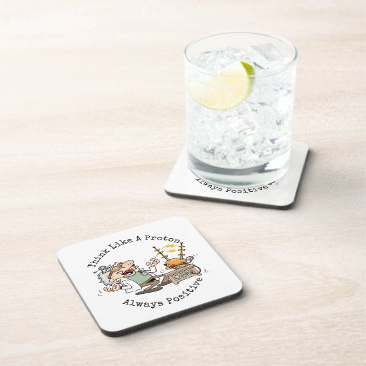 プロトンおもしろい考え漫画のような科学者の引用文 コースター (右側)