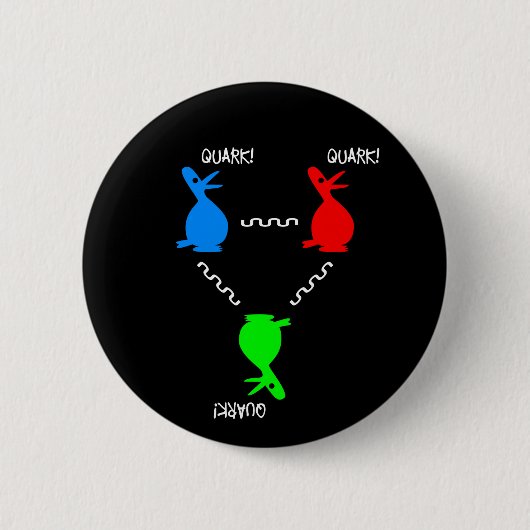 プロトンのクォークのアヒル 缶バッジ (正面)