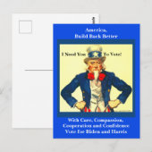 プロバイデン氏とハリス、ヴィンテージ叔父サム自由主義の、 ポストカード (正面/裏面)