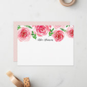 プロバンスバラパーソナライズされた文房具フラットカード ノートカード (正面/裏面インサイチュ)