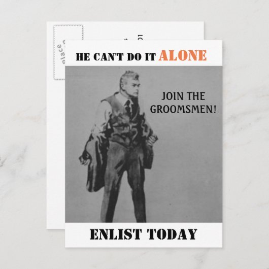 プロパガンダをテーマにした花婿介添人またはグロムスマン招待状 インビテーションポストカード (正面/裏面)