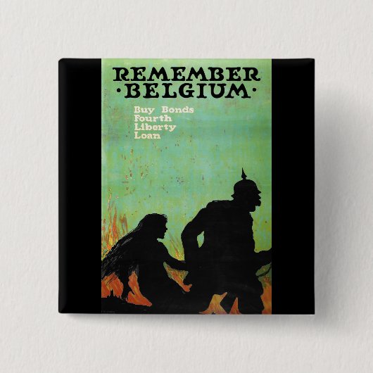プロパガンダポスターは"ベルギー" WWIIを覚えています 缶バッジ (正面)