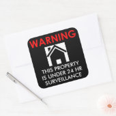 プロパティは24時間監視ステッカー未満 スクエアシール (封筒)