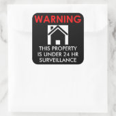 プロパティは24時間監視ステッカー未満 スクエアシール (バッグ)