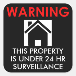 プロパティは24時間監視ステッカー未満 スクエアシール