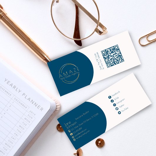 プロパティエレガントブローカーQRコードの名刺 スキニー名刺