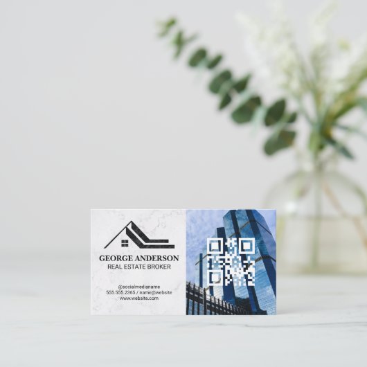 プロパティロゴ | QRコード |商用建物 名刺 (スタンド正面)