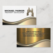 プロパティ開発者ロゴ |建築メタルロゴ 名刺 (正面/裏面)