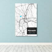 プロビデンスシティマップ+ロケーションのマーク キャンバスプリント (インサイチュ (ウッドフロア))