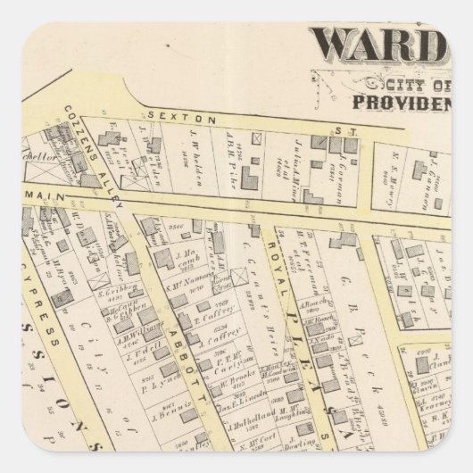 プロビデンスロードアイランドの地図2 スクエアシール (正面)