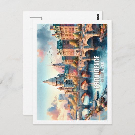 プロビデンスロードアイランドUS有名な場所の水色 ポストカード (正面/裏面)