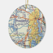 プロビデンスRIヴィンテージマップ セラミックオーナメント (左)
