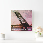 プロビデンスRI「スタック・アップ・ブリッジ」 スクエア壁時計 (ホーム)