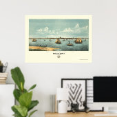 プロビンスタウン（Provincetown）MA パノラマ地図 - 1877年 ポスター (ホームオフィス)