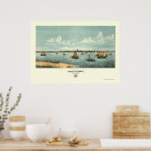 プロビンスタウン（Provincetown）MA パノラマ地図 - 1877年 ポスター (キッチン)