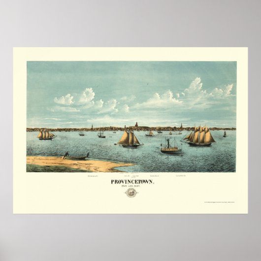 プロビンスタウン（Provincetown）MA パノラマ地図 - 1877年 ポスター (正面)