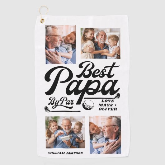 プロフおもしろいァー最高のパパ(Par Photo) |父の日 ゴルフタオル (正面)